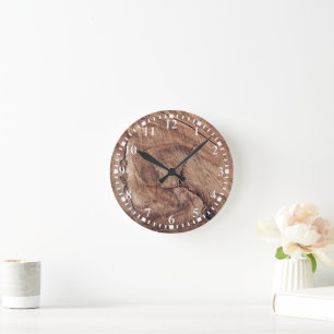 Rustic Wood Grain Texture Design Round Clock