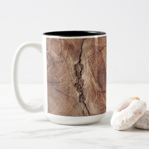 Rustic Wood Grain Texture Design Two-Tone Coffee Mug