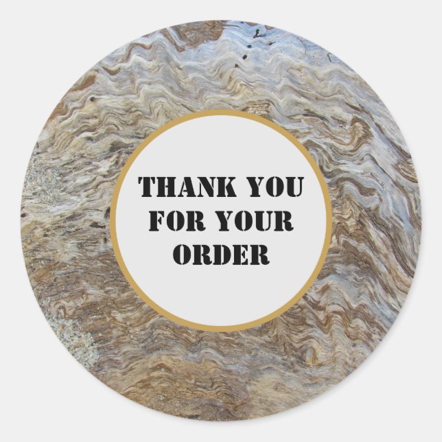 Rustic Wood Grain Thank You for Your Order Classic Round Sticker (Front)
