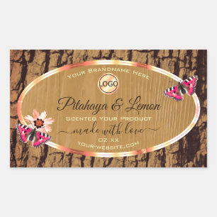 Rustic Wood Grain Tree Bark Product Labels Logo