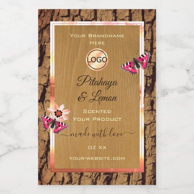 Rustic Wood Grain Tree Bark Product Labels Logo (Single Label)