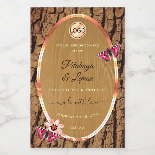 Rustic Wood Grain Tree Bark Product Labels Logo (Single Label)