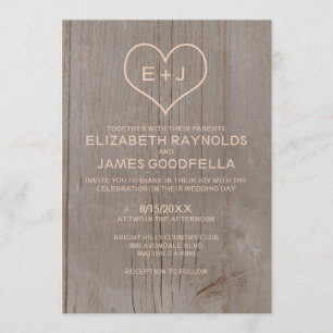 Rustic Wood Grain Wedding Invitations
