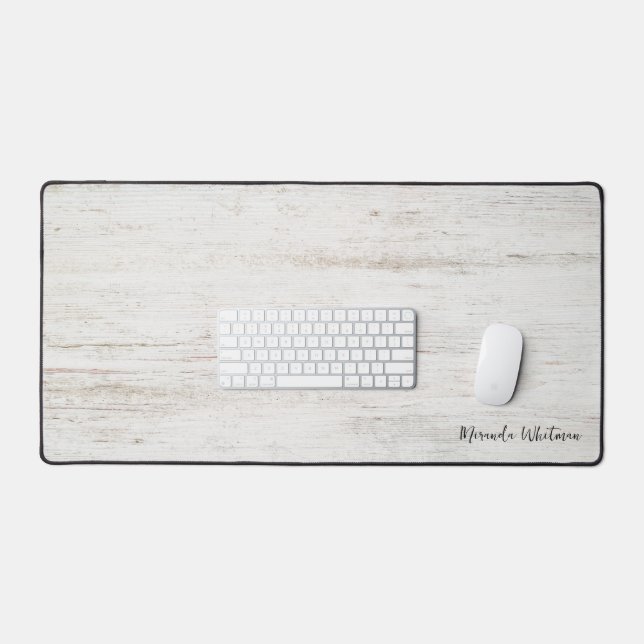 Rustic Wood Grain with Name Desk Mat (Keyboard & Mouse)