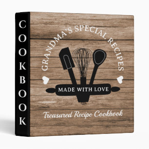 Rustic Wood Grandma's Special Recipes Cookbook  Binder