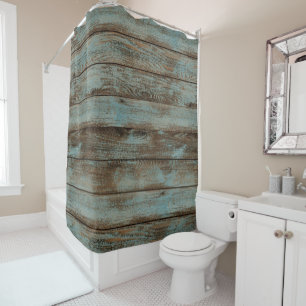 Rustic Wood Green  Shower Curtain