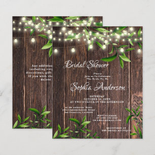 Rustic Wood & Greenery Bridal Shower Invitation