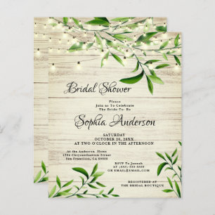 Rustic Wood & Greenery Bridal Shower Invitation