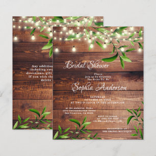 Rustic Wood & Greenery Bridal Shower Invitation