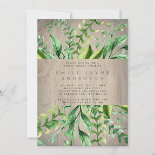 Rustic Wood Greenery  Bridal Shower Modern Invitation