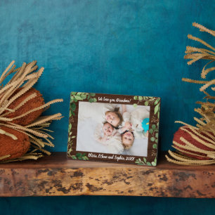 Rustic Wood Greenery Name Photo Plaque