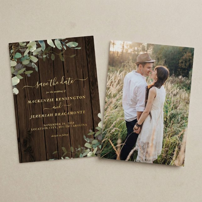 Rustic Wood Greenery Wedding Save the Date (Creator Uploaded)