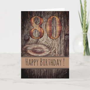 Rustic Wood Happy Birthday 80th Card