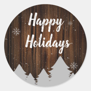 Rustic Wood Happy Holidays Sticker