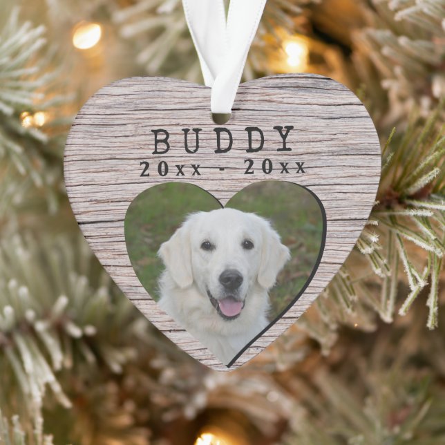 Rustic Wood Heart Chig Memorial Keepsaké Photo (Arbre)