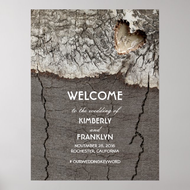 Rustic Wood Heart Wedding Welcome Sign (Front)