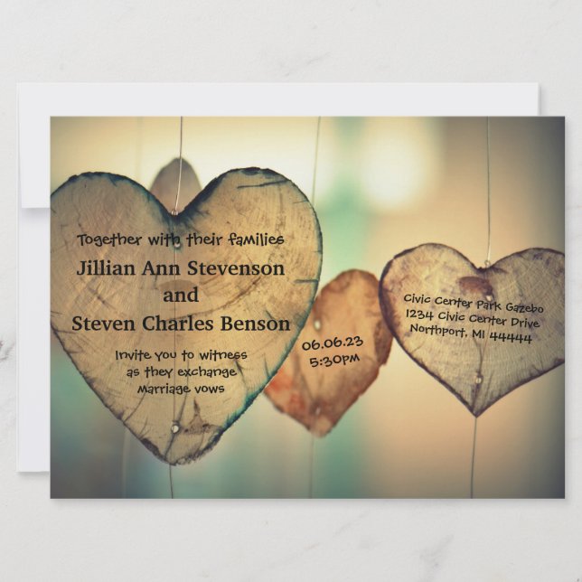 Rustic Wood  Hearts - 6.5 x8.75 Wedding Invitation (Front)