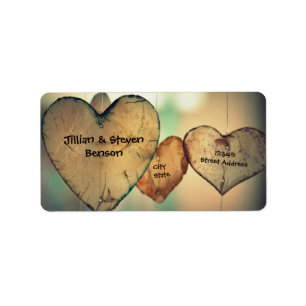Rustic Wood Hearts - Étiquettes de adresse