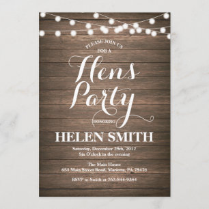 Rustic Wood Hens Party Invitation Card