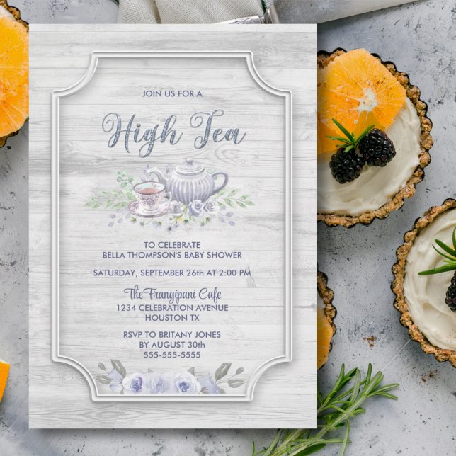 Rustic Wood High Tea Baby Shower Invitation (Creator Uploaded)