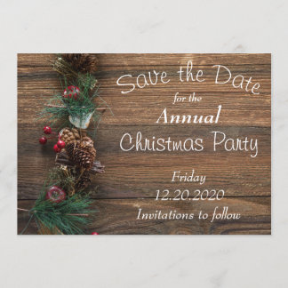 Rustic Wood Holiday Party Card