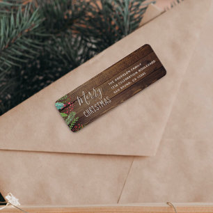 Rustic Wood Holly & Pine Noël Fête de Noël