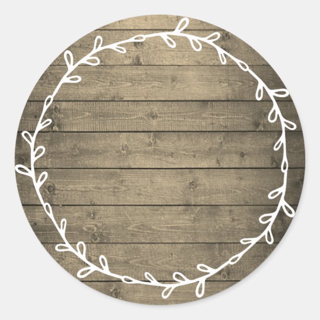 Rustic Wood Homemade Write On Blank Classic Round Sticker (Front)