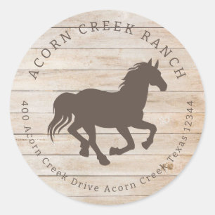 Rustic Wood Horse Equestrian Centre Classic Round Sticker