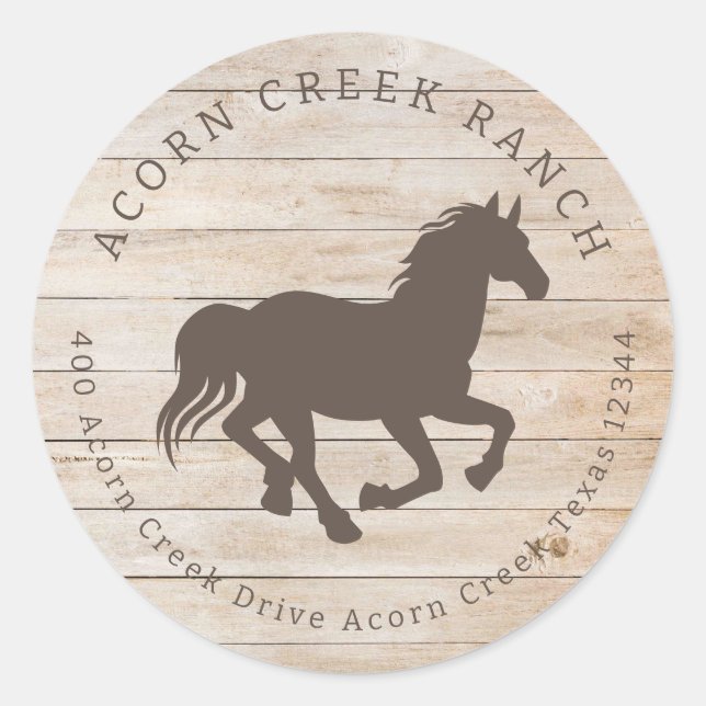 Rustic Wood Horse Equestrian Centre Classic Round Sticker (Front)