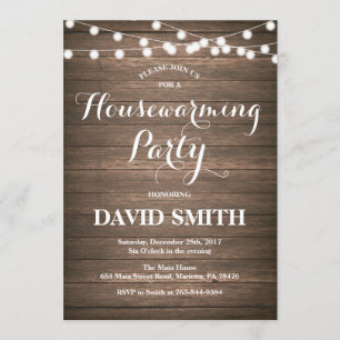 Rustic Wood Housewarming Party Invitation Card