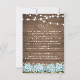 Rustic Wood Hydrangea Baby's Breath Wedding Detail Invitation