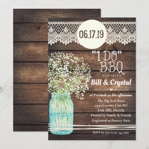 Rustic Wood I Do BBQ Couples Shower Invitation