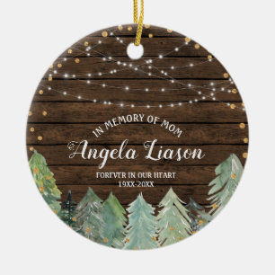 RUSTIC wood In Memory of Mom Christmas Ornament