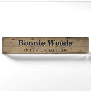Rustic Wood Interior Designer Custom Office Nameplate