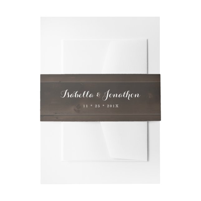Rustic Wood Invitation Belly Band (Front Example)