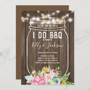rustic wood, jar, i do bbq party invitation