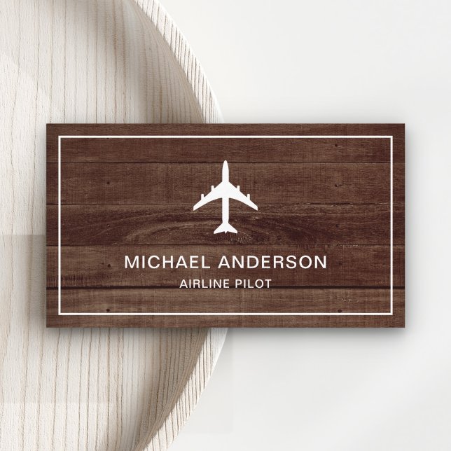 Rustic Wood Jet Aircraft Airplane Airline Pilot Business Card (Creator Uploaded)