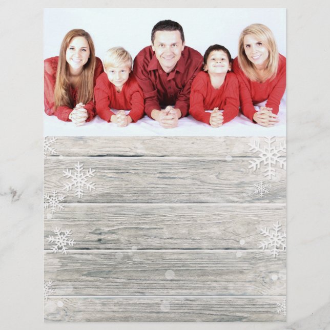 Rustic Wood Joyeux Noël Photo Papier à lettres (Devant)