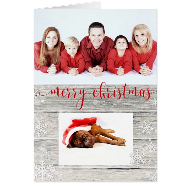 Rustic Wood Joyeux Photo de Noël - Carte de voeux (Devant)