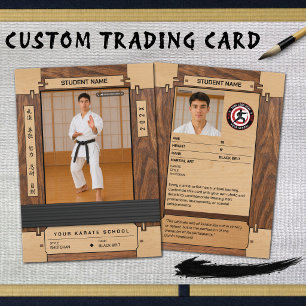 Rustic Wood Karate Black Belt Trading Card