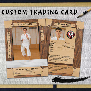 Rustic Wood Karate White Belt Trading Card