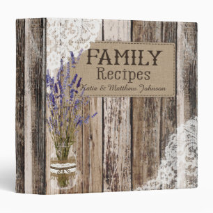 Rustic Wood Lace and Lavender Recipe Book Binder
