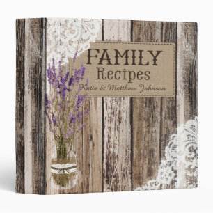 Rustic Wood Lace and Lavender Recipe Book Binder