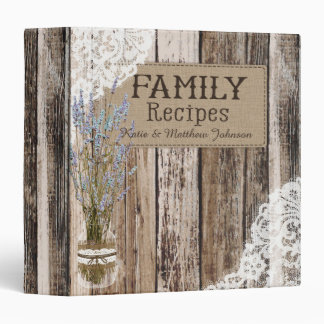 Rustic Wood Lace and Lavender Recipe Book Binder