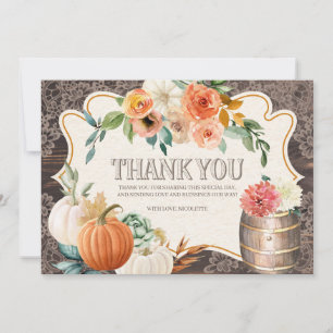 Rustic Wood Lace Fall Thank You Card