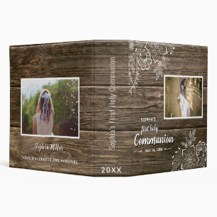 Rustic Wood Lace First Holy Communion Photo Binder