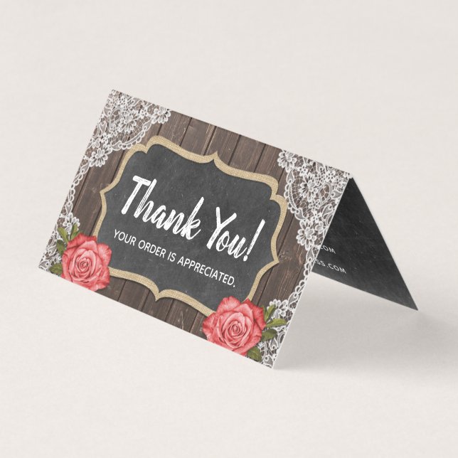 Rustic Wood & Lace Floral Chalkboard Thank You (Front)