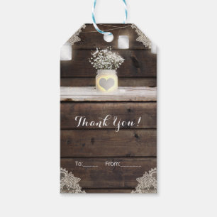Rustic Wood, Lace & Mason Jars Barn Elegant Favour Gift Tags