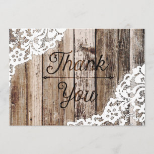 Rustic Wood Lace Thank You