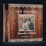 Rustic wood lace vintage photo wedding binder<br><div class="desc">Rustic wood with lace bride groom vintage photo wedding album.
You can add your own photo,   text,  names and date to personalize the album.</div>